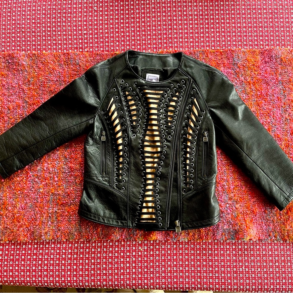 Herve lever 3/4 sleeve leather jacket. Brand new and excellent condition.